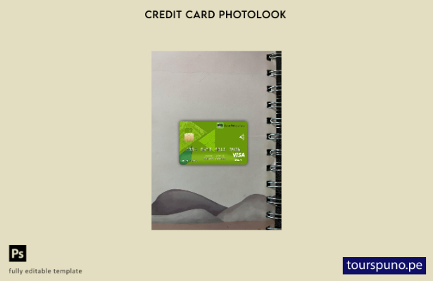 listo para imprimir plantilla frontal de aspecto fotográfico de tarjeta visa  76